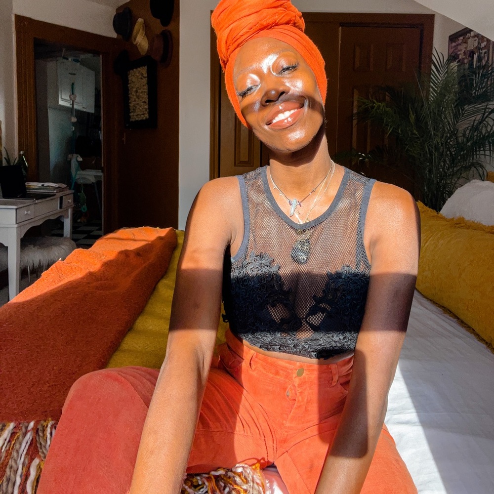 Orange Bellbottom  corduroyed pants
